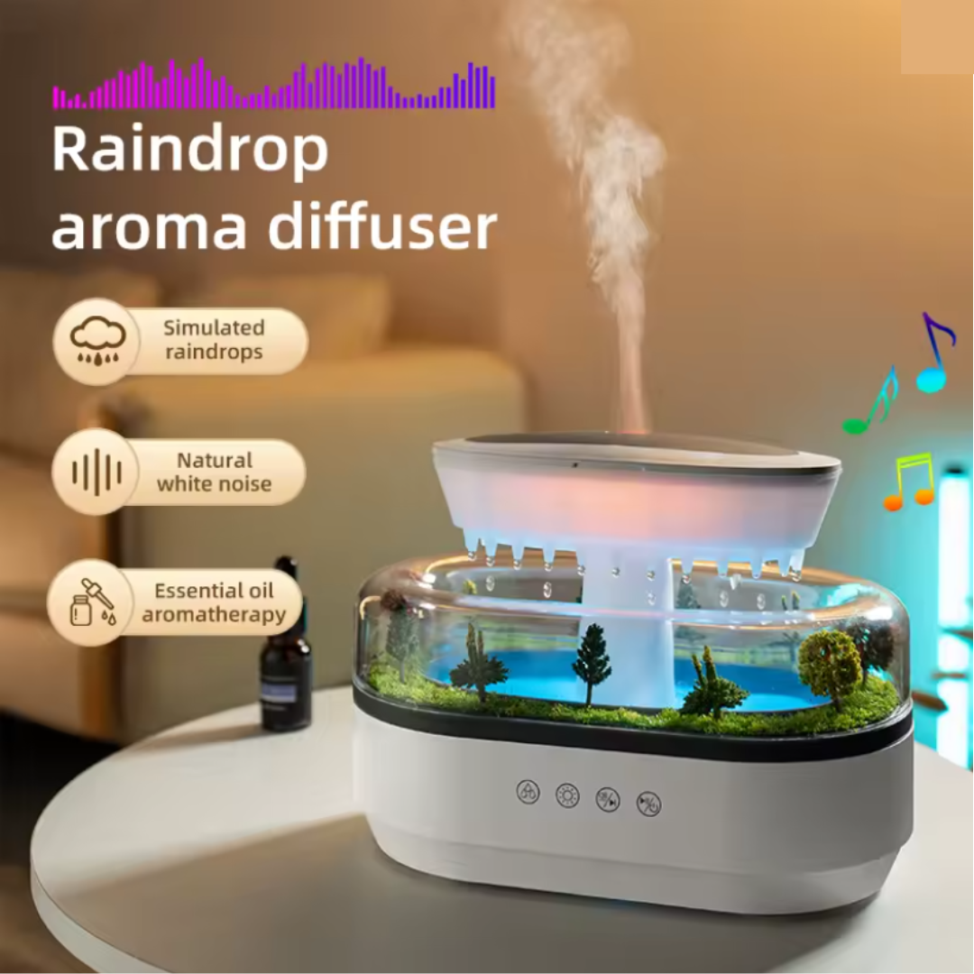 Humidifier with raindrops