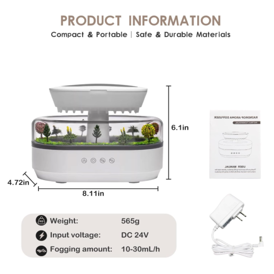 Humidifier with raindrops